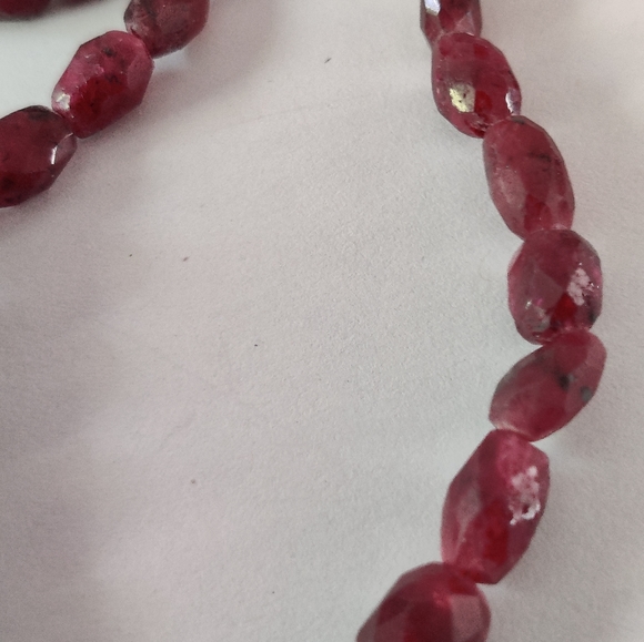 Genuine Faceted Rubies Necklace w/Sterling Silver Clasp - Picture 13 of 16